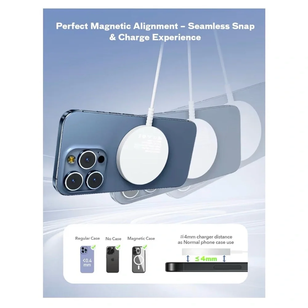 Magnetic Wireless Charging Pad – White | Fast Charge Compatible